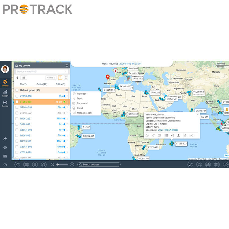 Demonstrationen av tomgångsmotorn på Protrack-plattformen